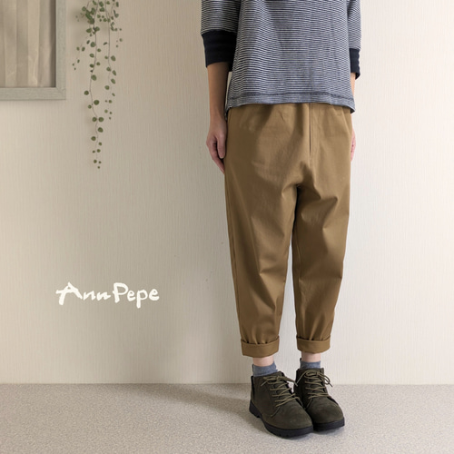 太さ・股上も選べる♧サルエルパンツ／チノ生地 綿100% キャメル