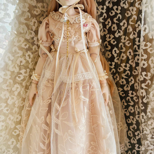 創作球体関節ビスクドール人形 ピンクゴールドの髪のブラウンアイの