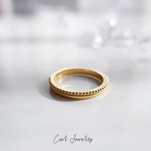 クラシカル ミル打ち テクスチャーリング SILVER925 イエローゴールド