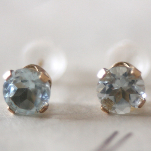 5mm大粒 アクアマリン 天然石 宝石質AAA 14kgf ピアス クリスマス 誕生