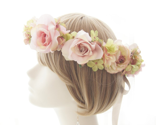 フランス アンティーク薔薇の花かご ウエディング用 チュールレース