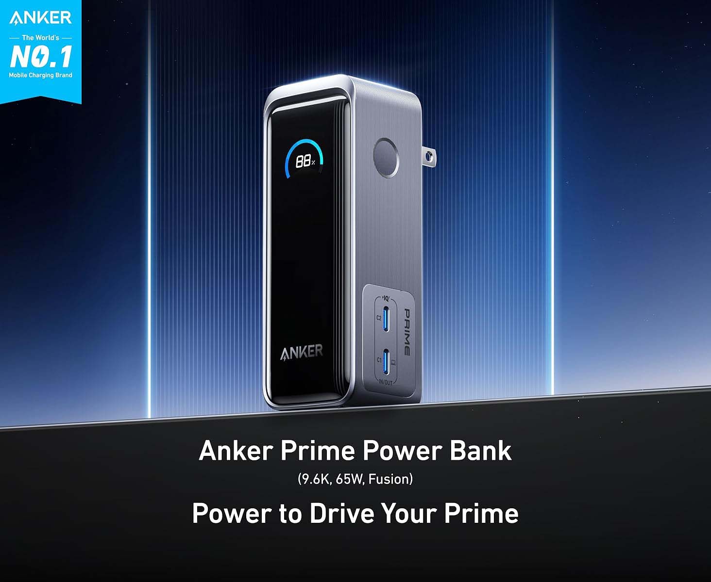 Anker Prime Power Bank, 9,600mAh Battery Pack with 65W Output
