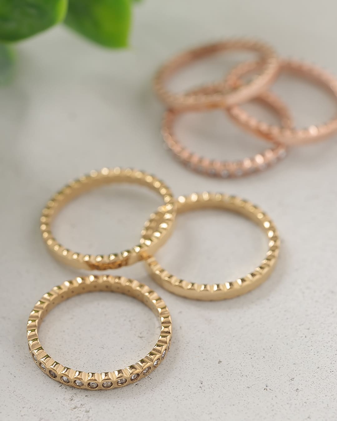 2/6(金)20:00～再入荷】【18KGP】ハニーコンボデザイン3点セットリング