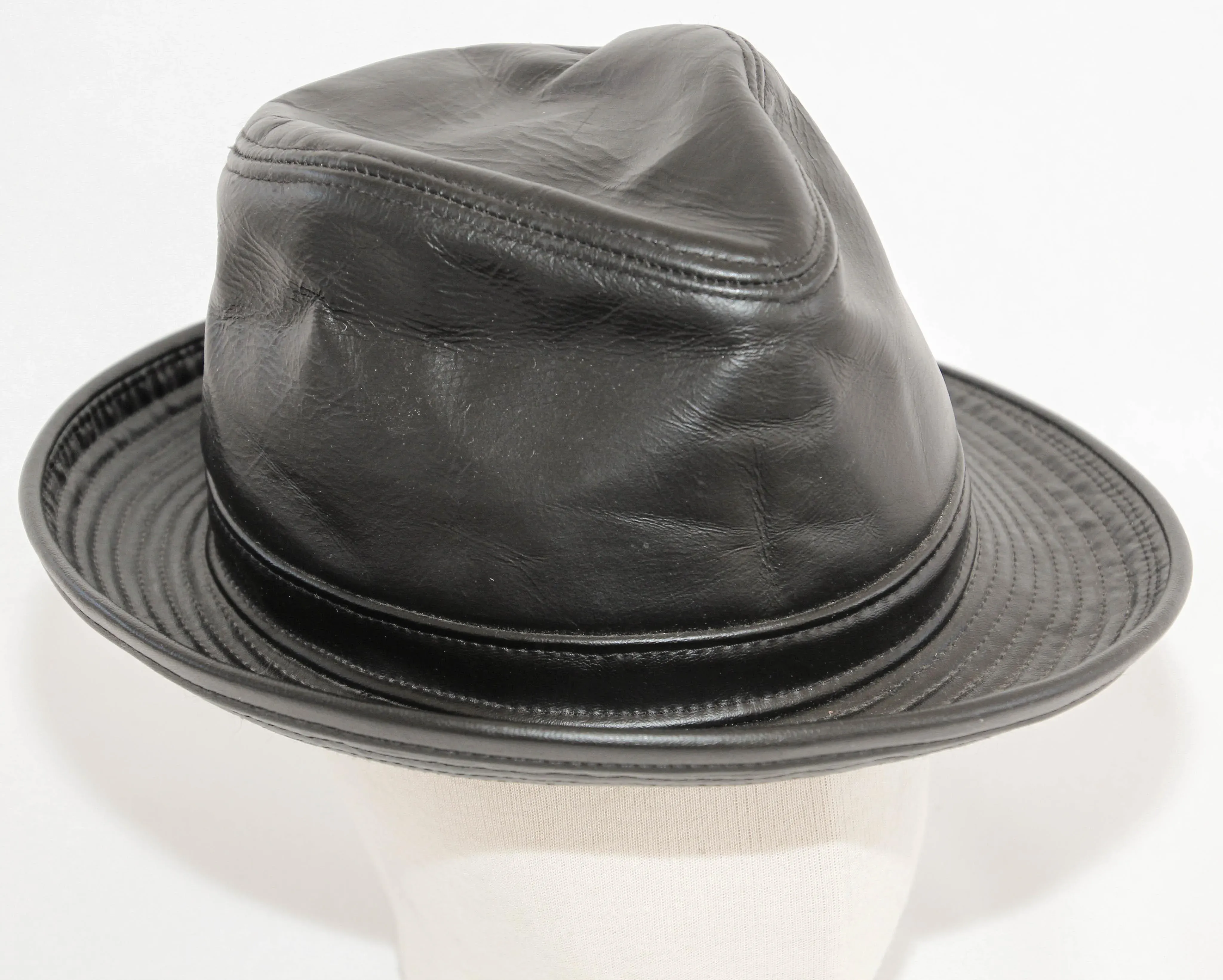 1980's New York Winner Lambskin Leather Fedora Hat | Chairish