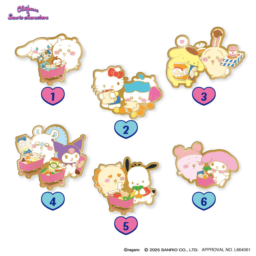 Chiikawa × Sanrio Characters Pins Collection! (All 6 Types) 1BOX 6