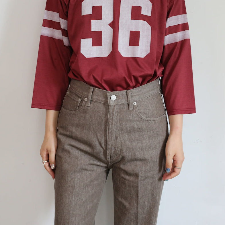 AURALEE HARD TWIST BROWN DENIM 5P PANTS 