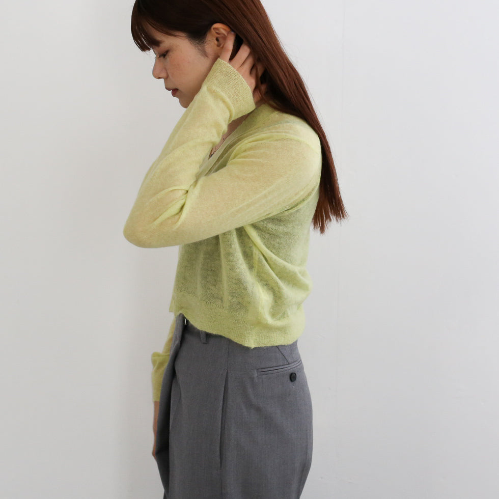 AURALEE KID MOHAIR SHEER KNIT CARDIGAN 