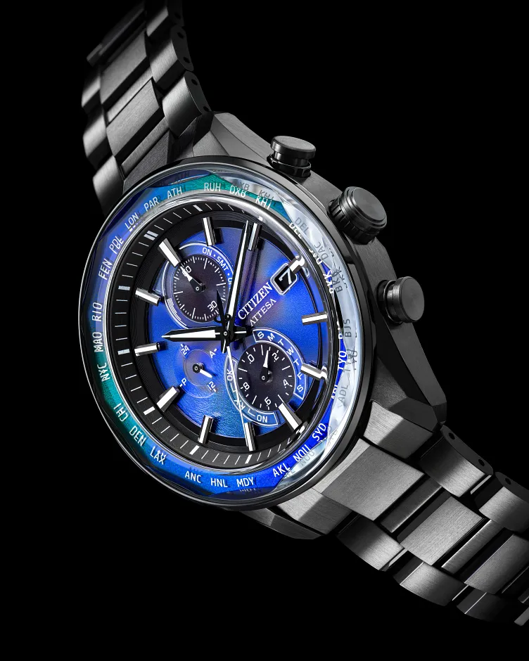 ATTESA Blue Dial Super Titanium with DLC Coating Bracelet AT8314