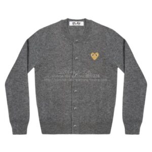 プレイ コムデギャルソン Uネック ゴールドハート カーディガン グレー