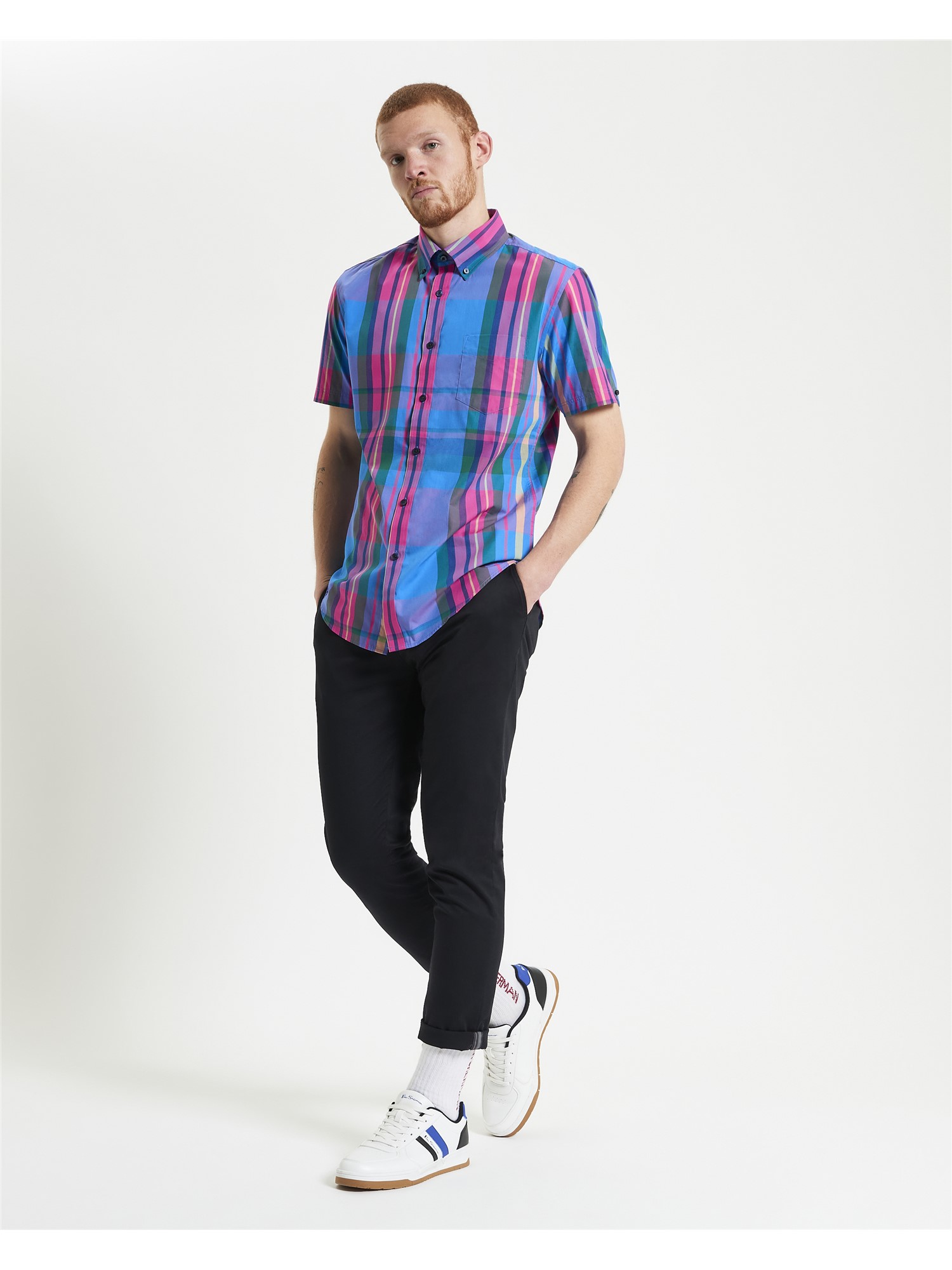 Short Sleeve Large Madras Check Shirt - Ben Sherman US