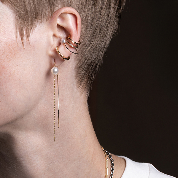 K18 MANHATTAN ダイヤモンド チェーンピアス S サイズ