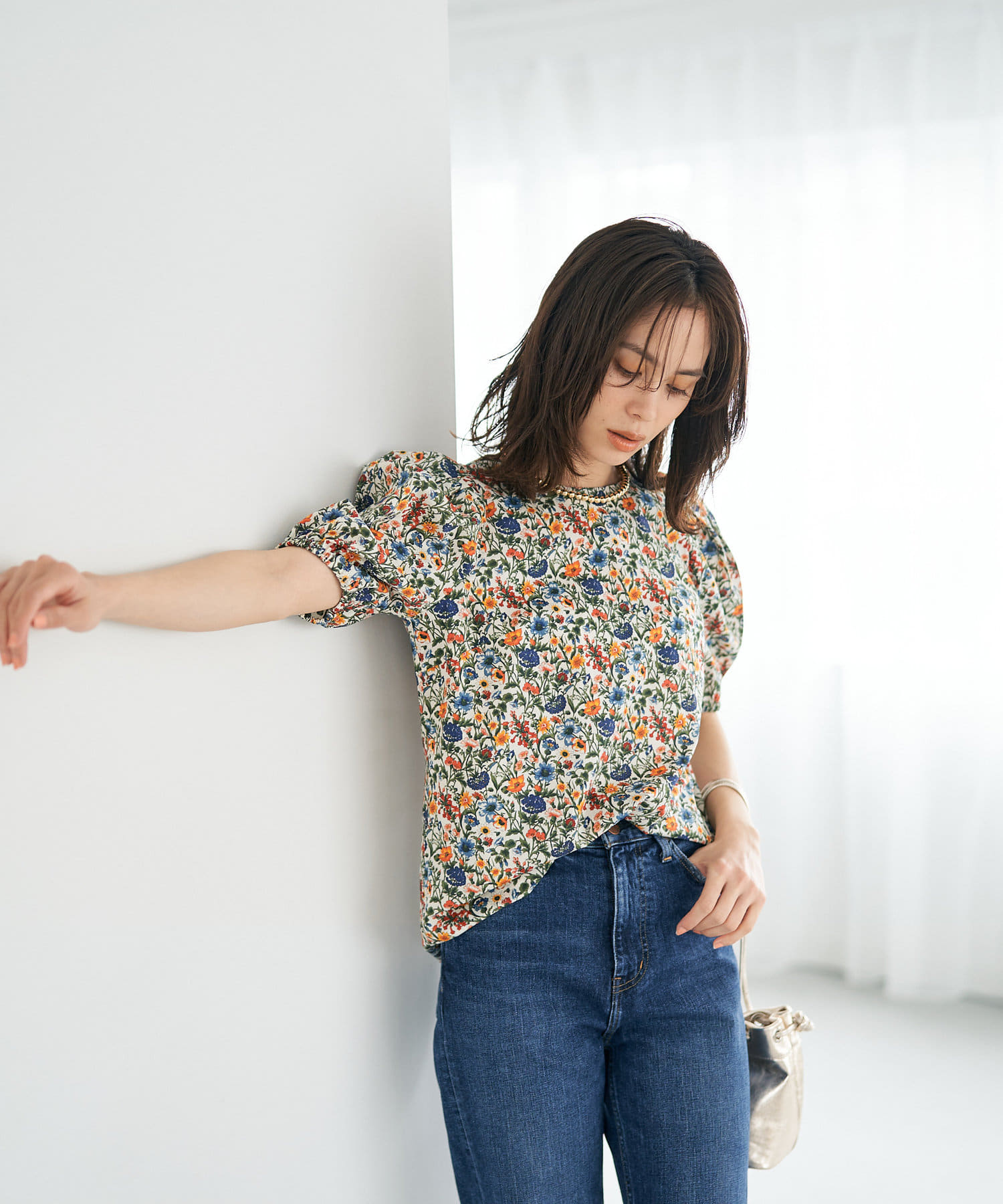 セットアップ可・手洗い可】リバティプリントパワショルブラウス | La