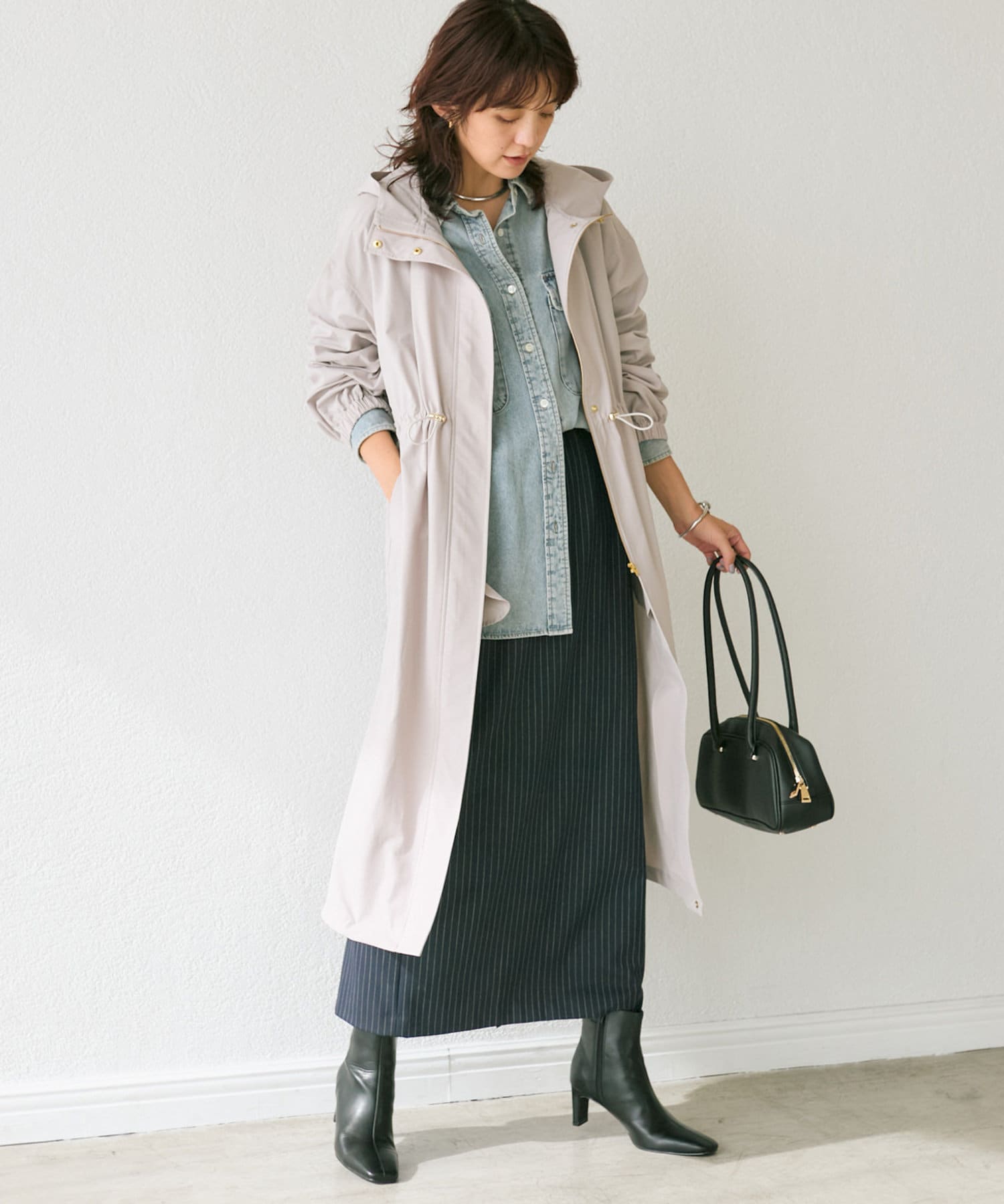 軽量/体系カバー/秋アウター】フードモッズコート | RIVE DROITE