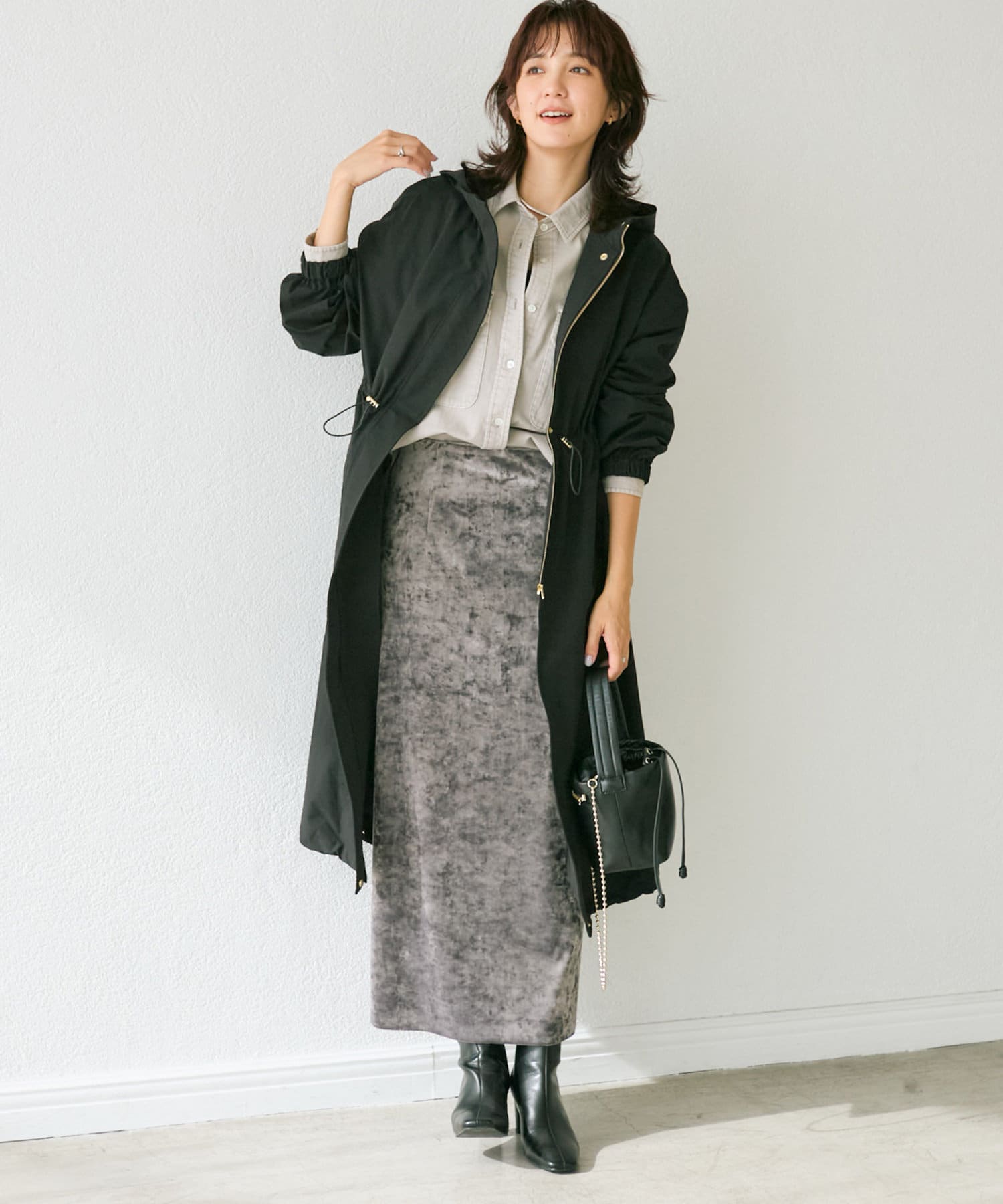 軽量/体系カバー/秋アウター】フードモッズコート | RIVE DROITE