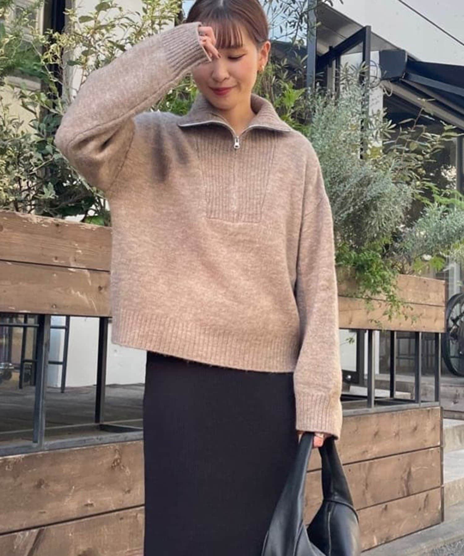 柔らかな肌さわり、ヤクタッチハーフジップニット | Remind me and