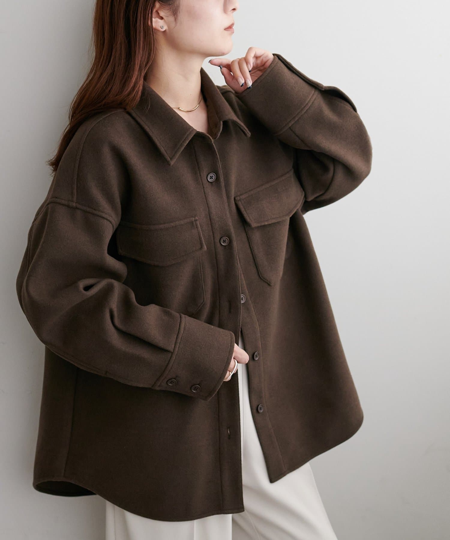 軽アウター/手洗い◎】ウールライクシャツジャケット | DISCOAT(ディス