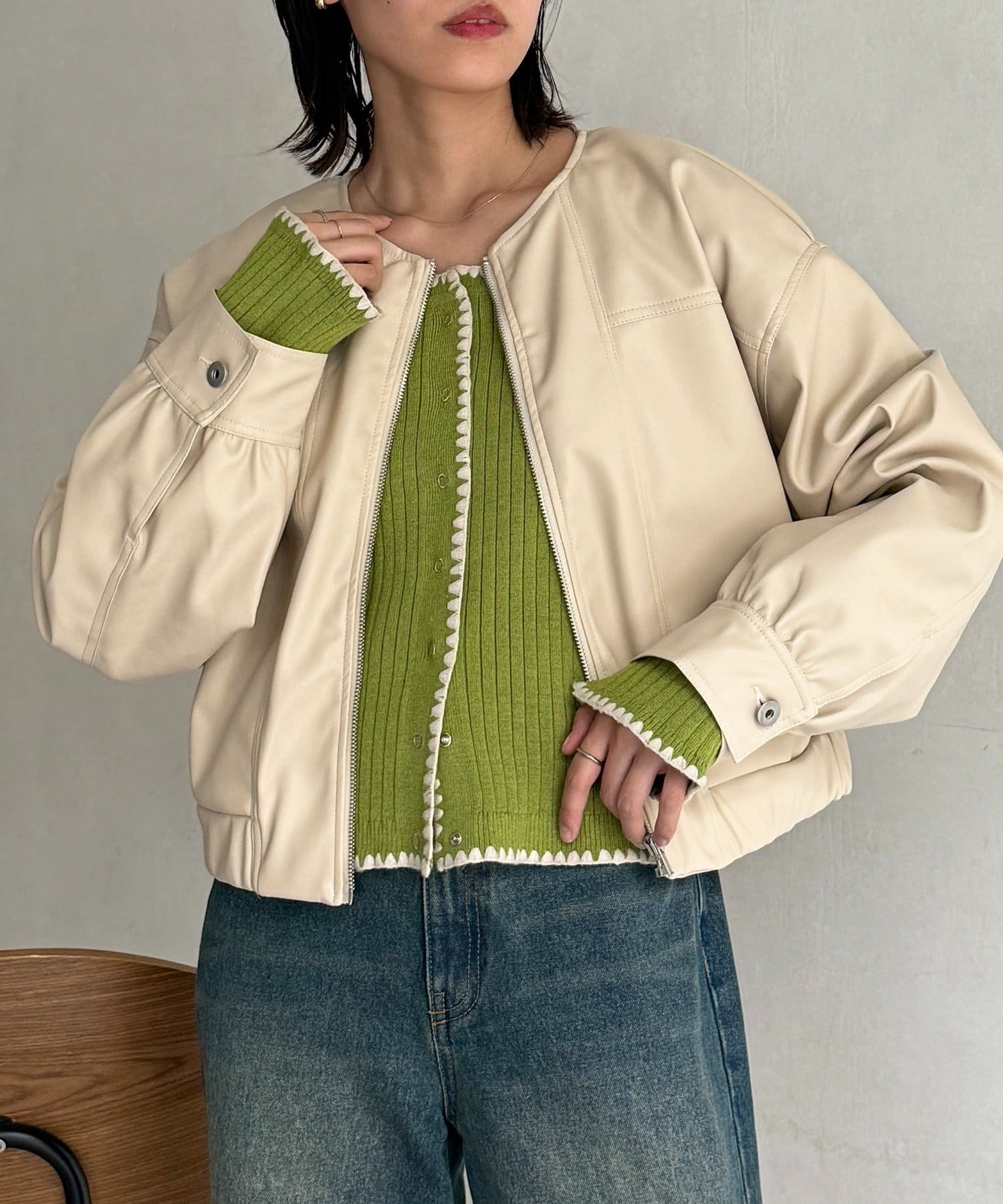 ラウンドネックショートブルゾン | CPCM(シーピーシーエム)レディース