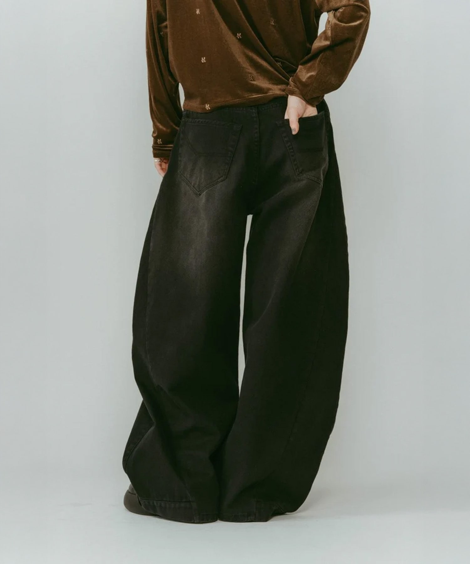 shirt wrap denim pants(XS BLACK): Knuth Marf: WOMENS｜CONZ ONLINE