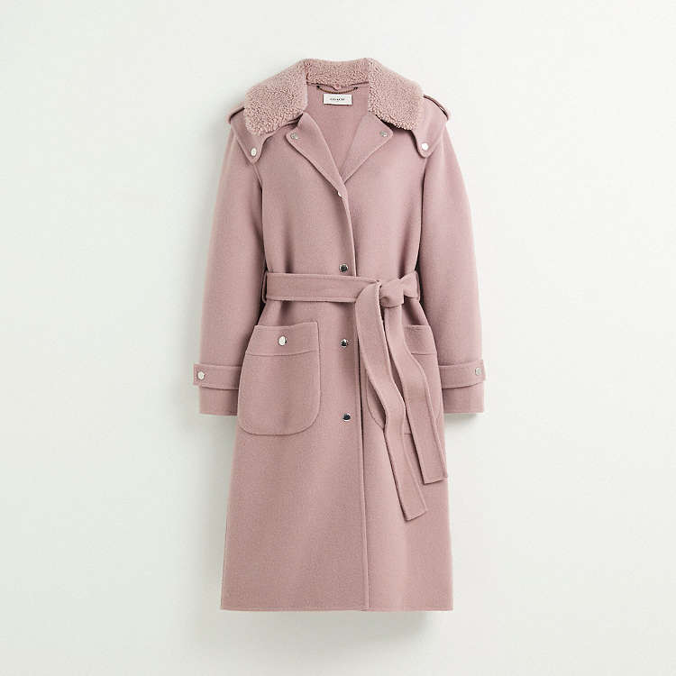 COACH® | Restored Double Face Midi Coat With Removable Shearling