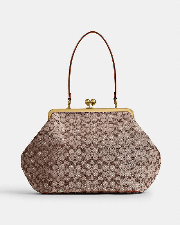 COACH® PT | Large Kisslock Frame Bag In Crystal Signature Jacquard