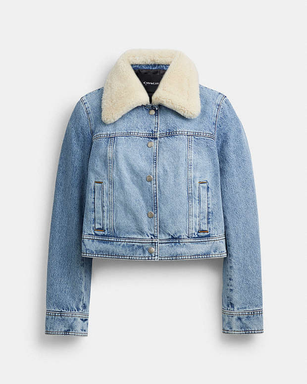 公式】COACH – コーチ | シアリング カラー デニム ジャケット