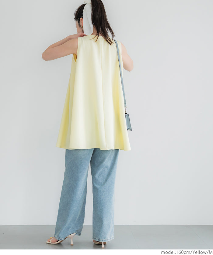 エンボスAラインノースリーブチュニック レディース メール便不可