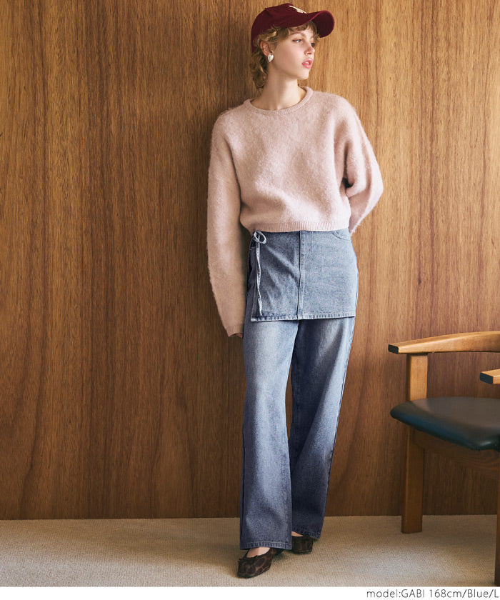 セール☆3990円→550円 ラップデニムパンツ レディース メール便不可