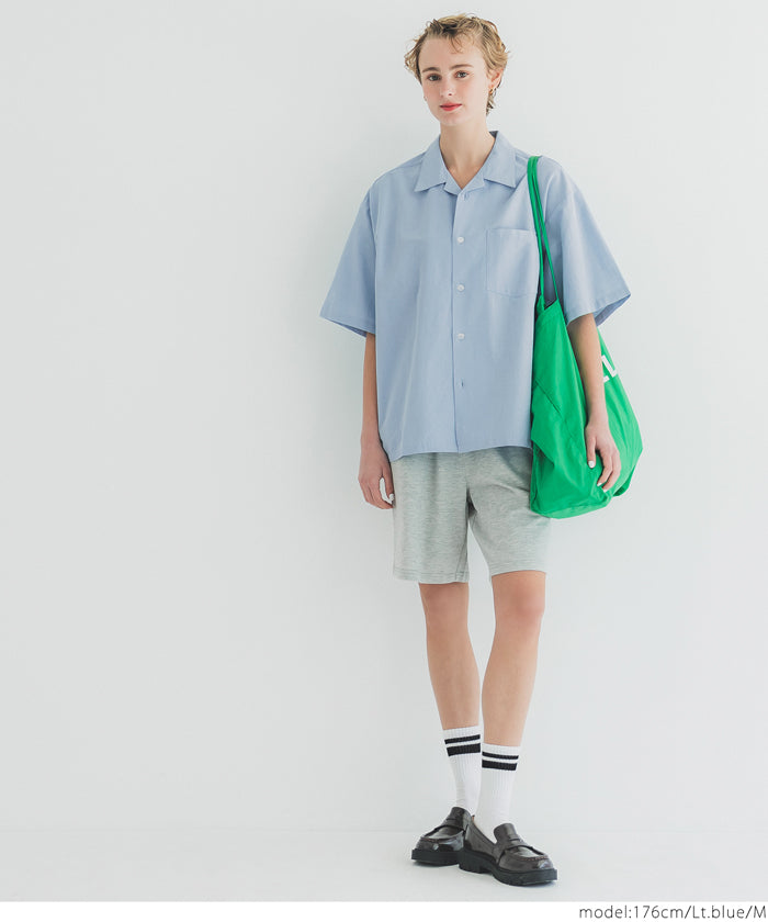 セール☆2690円→1490円 リネンブレンド開襟半袖シャツ メンズ