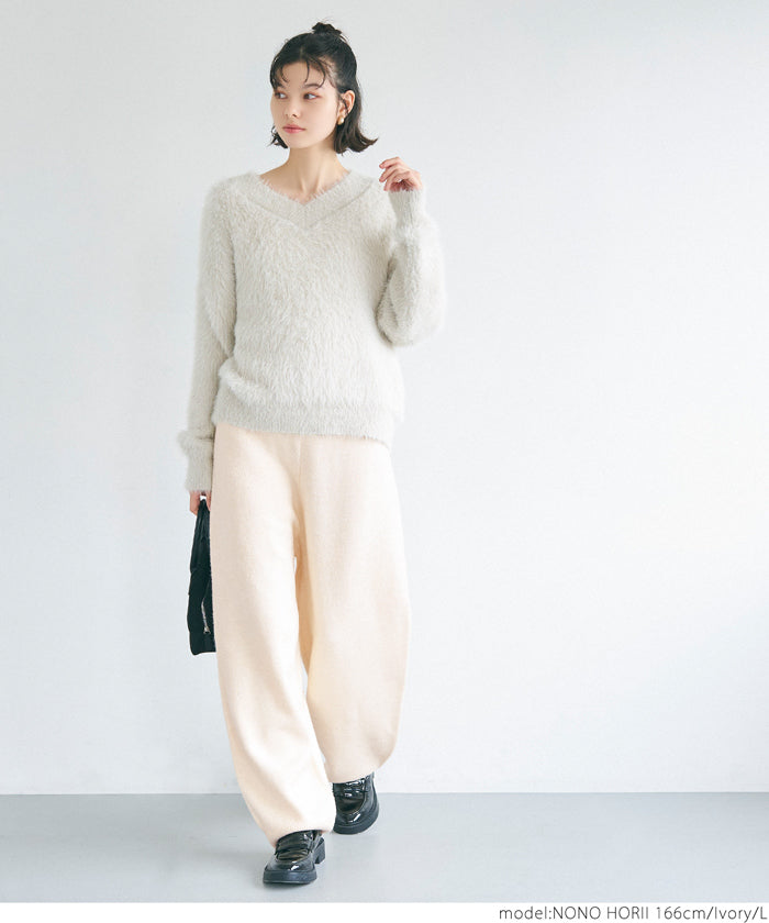 セール☆2490円→990円 ルーズワイドニットパンツ レディース メール便