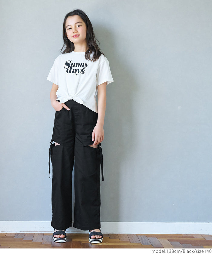 セール☆1990円→990円 サイドスリットベルトパンツ キッズ メール便