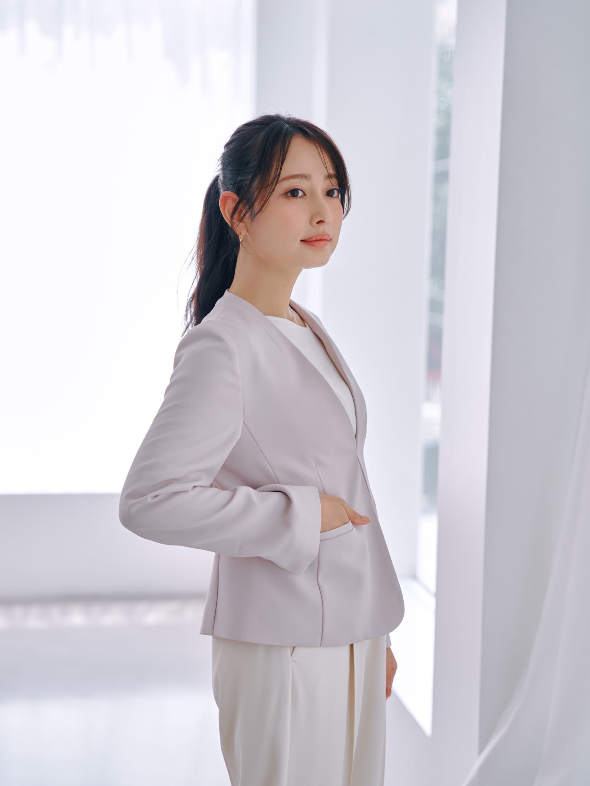 ソフトドビーノーカラージャケット | 小柄・低身長女性向け