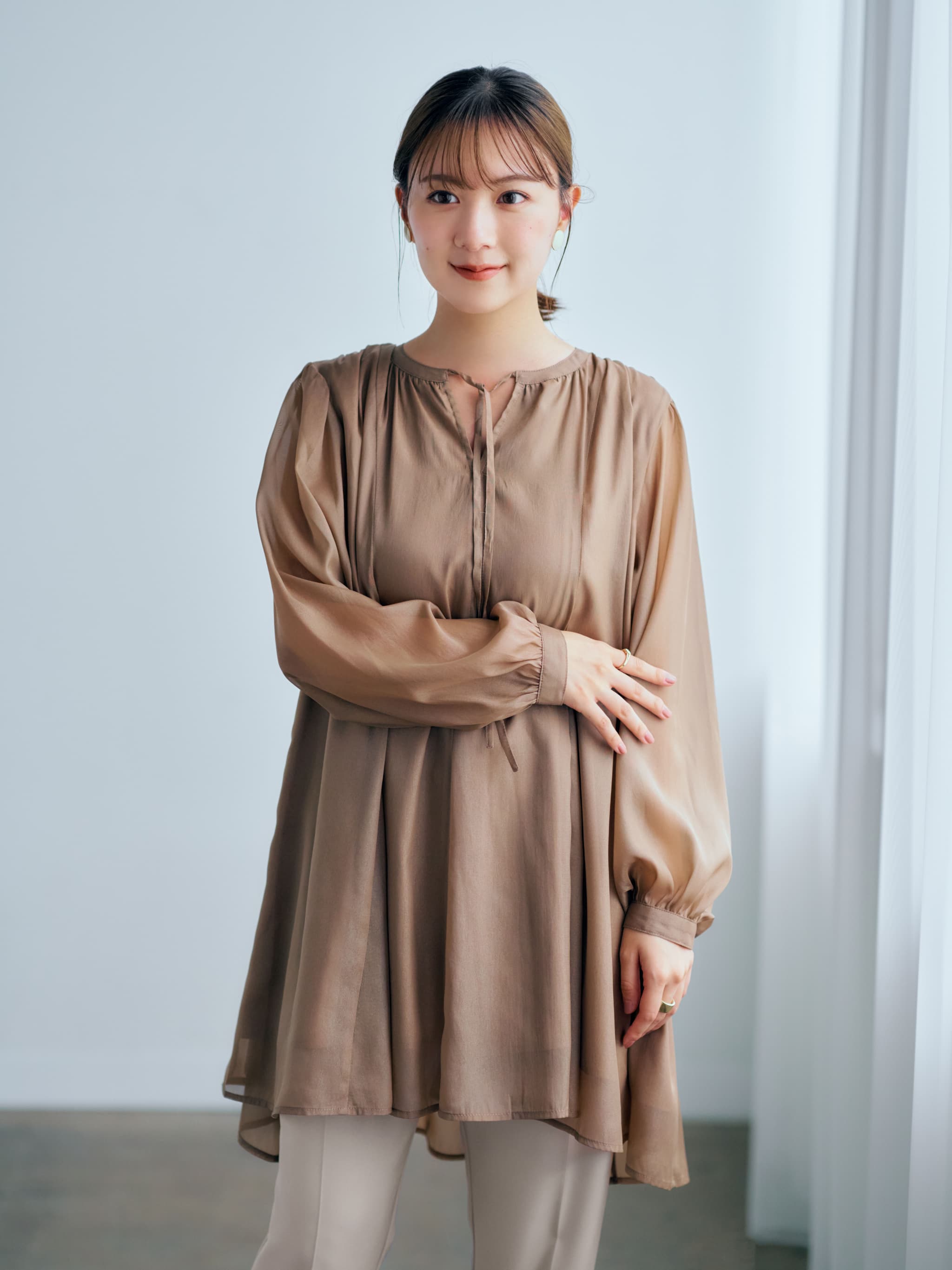 シアーギャザーチュニック | 小柄・低身長女性向けファッション通販