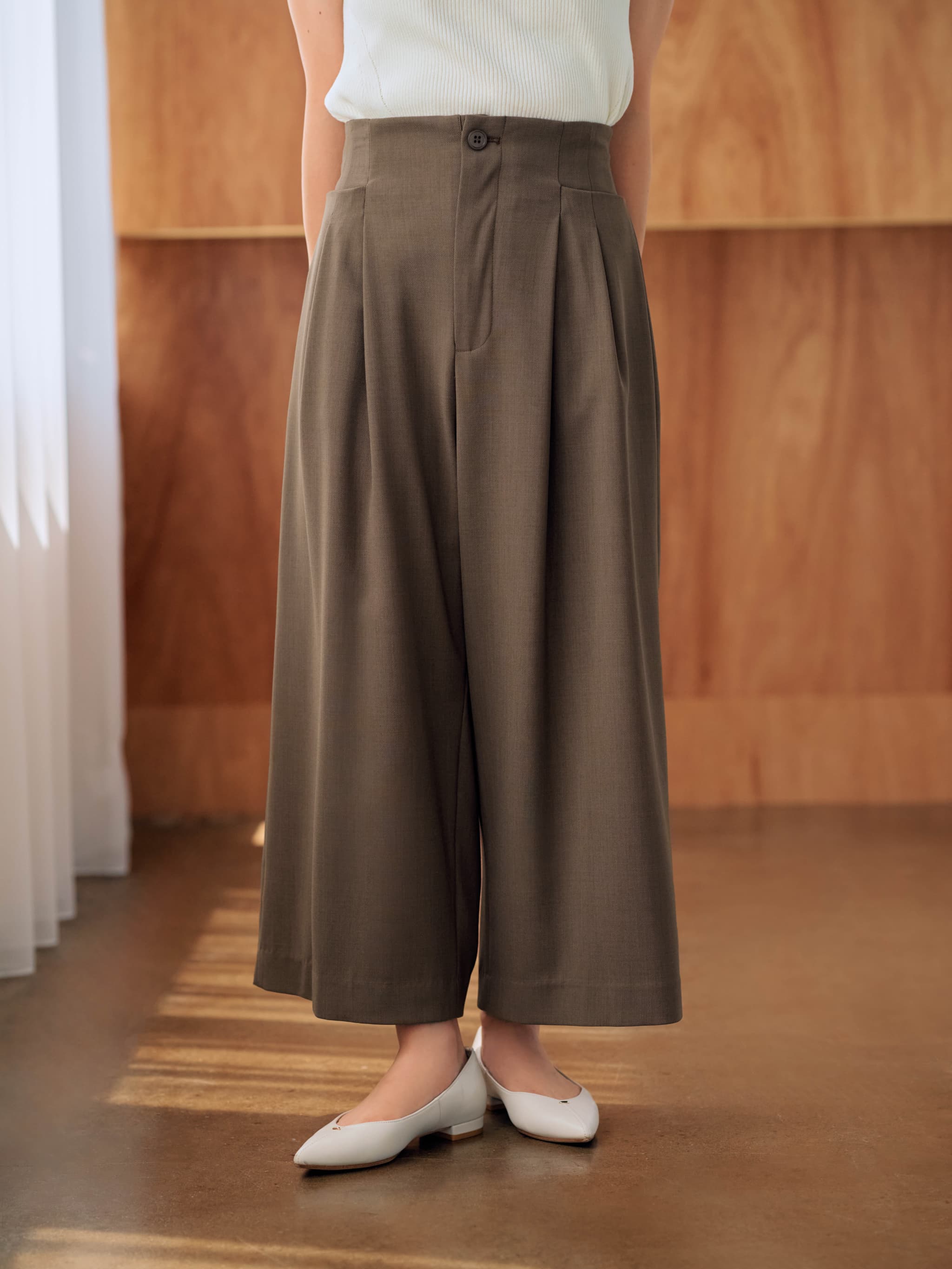 ハイウエストサイドポケットストレートパンツ-short & regular | 小柄