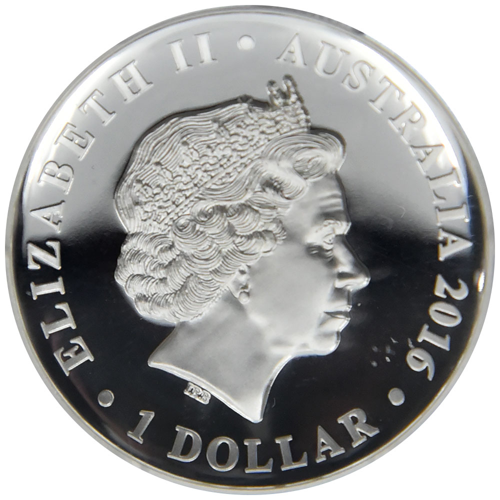 オーストラリア 2016-P エリザベス2世 1ドル1オンス 銀貨 PCGS