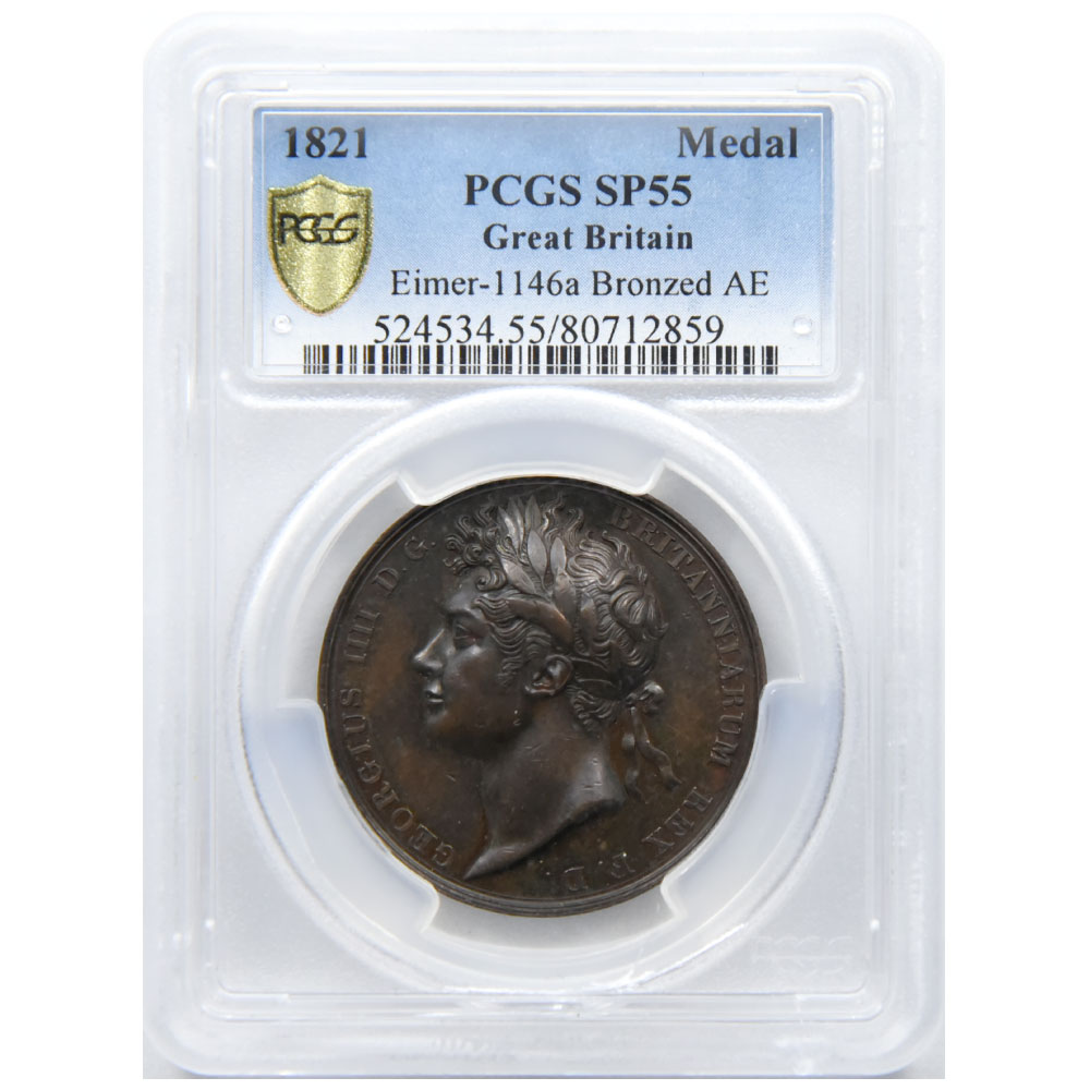 イギリス 1821 ジョージ4世 メダル 銅貨 PCGS SP55 80712859