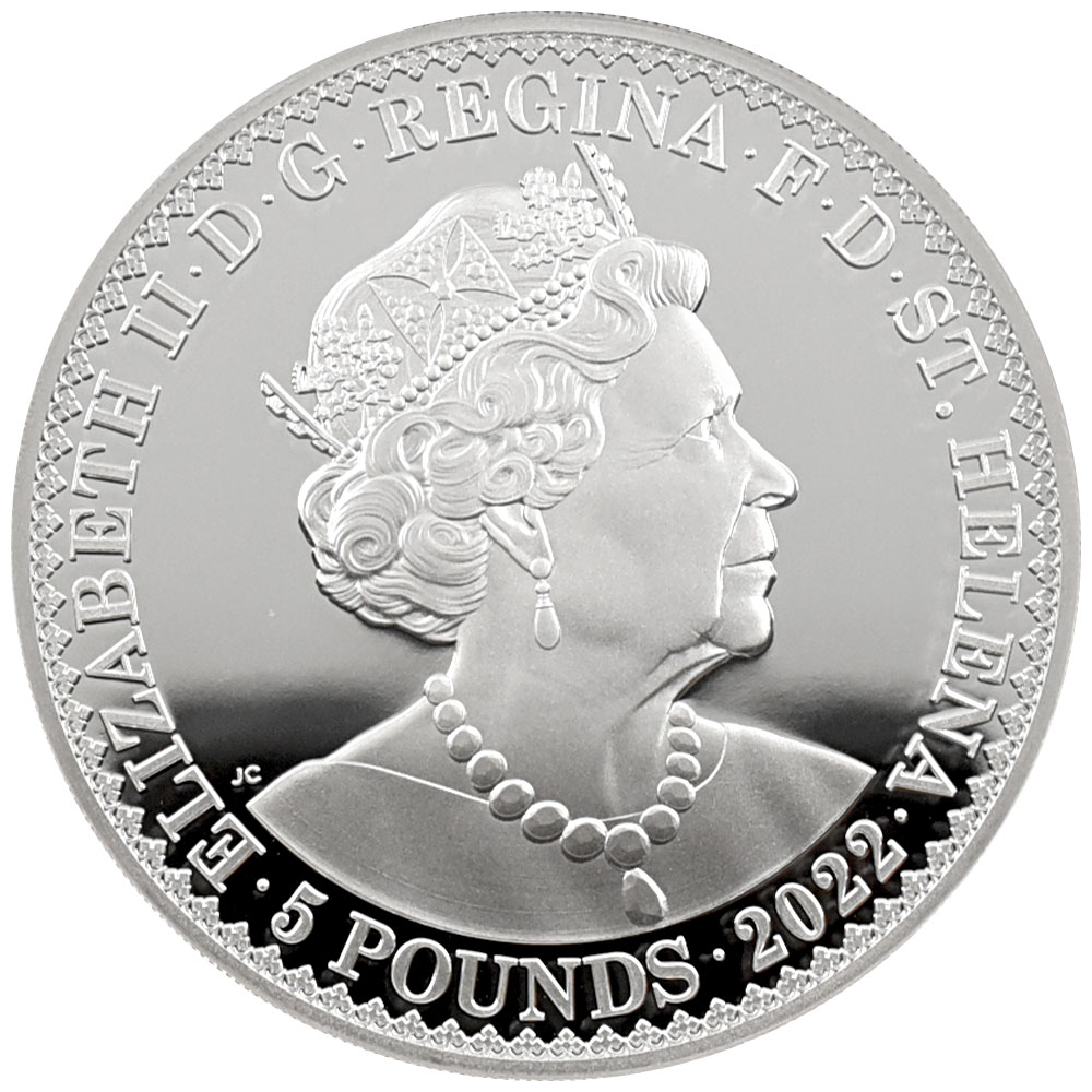 セントヘレナ 2022 エリザベス2世 5ポンド 5オンス 銀貨 NGC PROOF