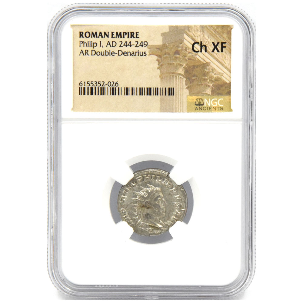 ローマ帝国 AD244-249 フィリップ1世 ダブルデナリウス 銀貨 NGC Ch XF