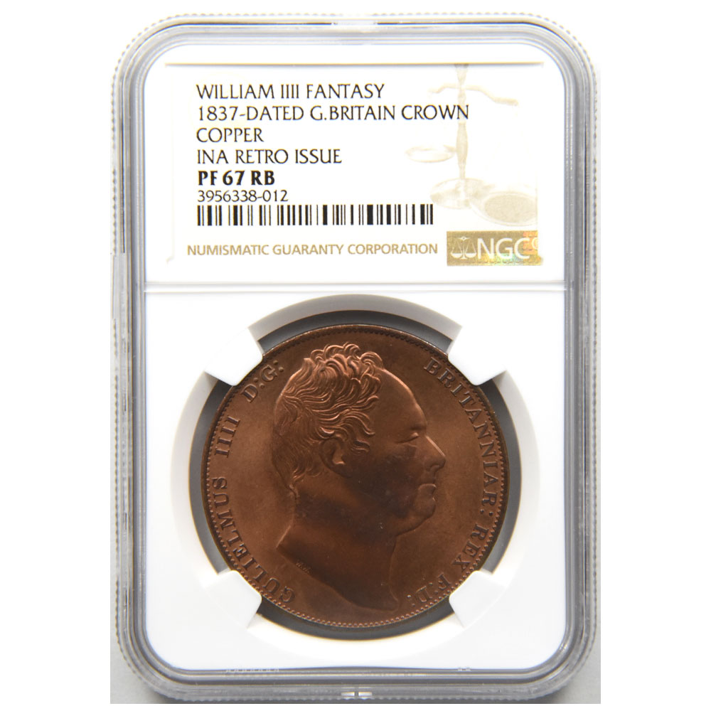 イギリス 1837-DATED ウィリアム4世 クラウン 銅貨 NGC PF 67 RB