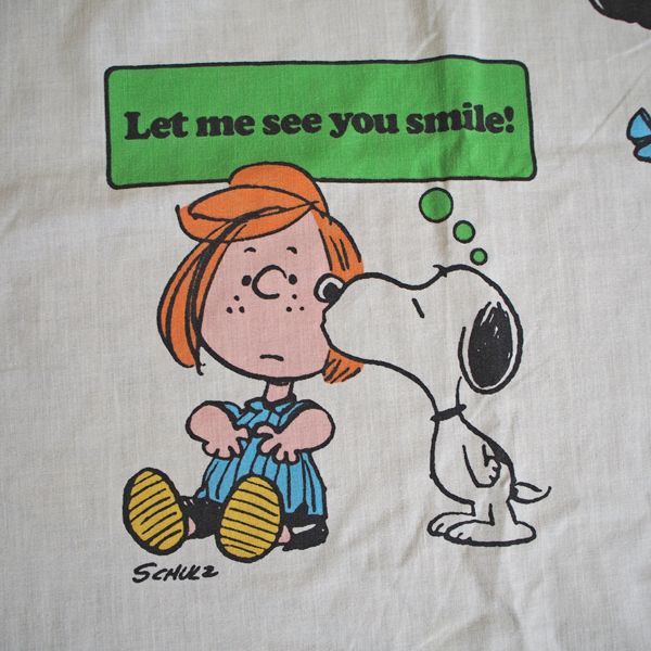 ヴィンテージ フラットシーツ (ツインサイズ） 【スヌーピー/マシュマロ】