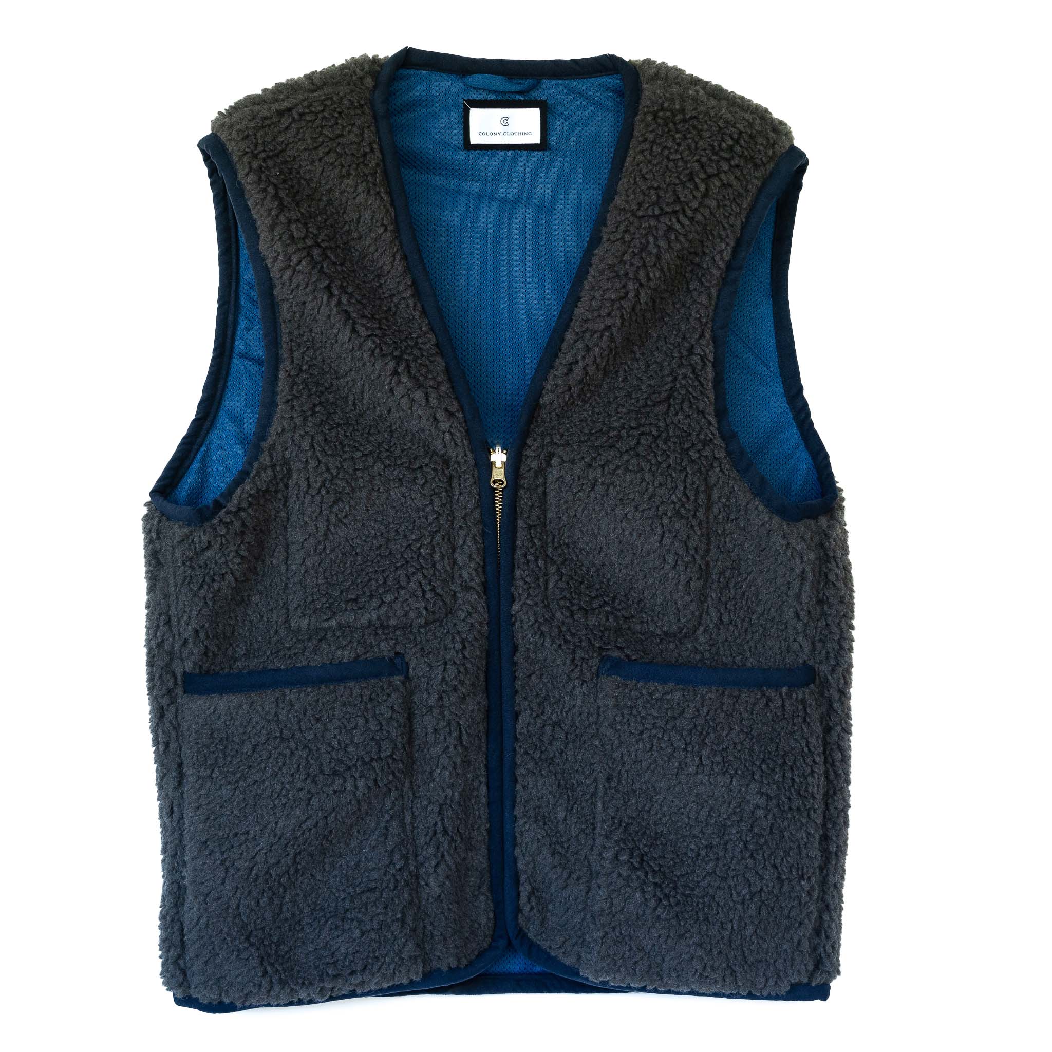 ラッセルノ 2wayハーフジップジャケット(6)ベスト 裏地発熱 防寒 紺