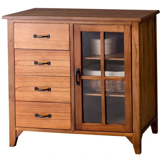 キャビネット [天然木/ガラス扉/引き出し付] | おしゃれな家具