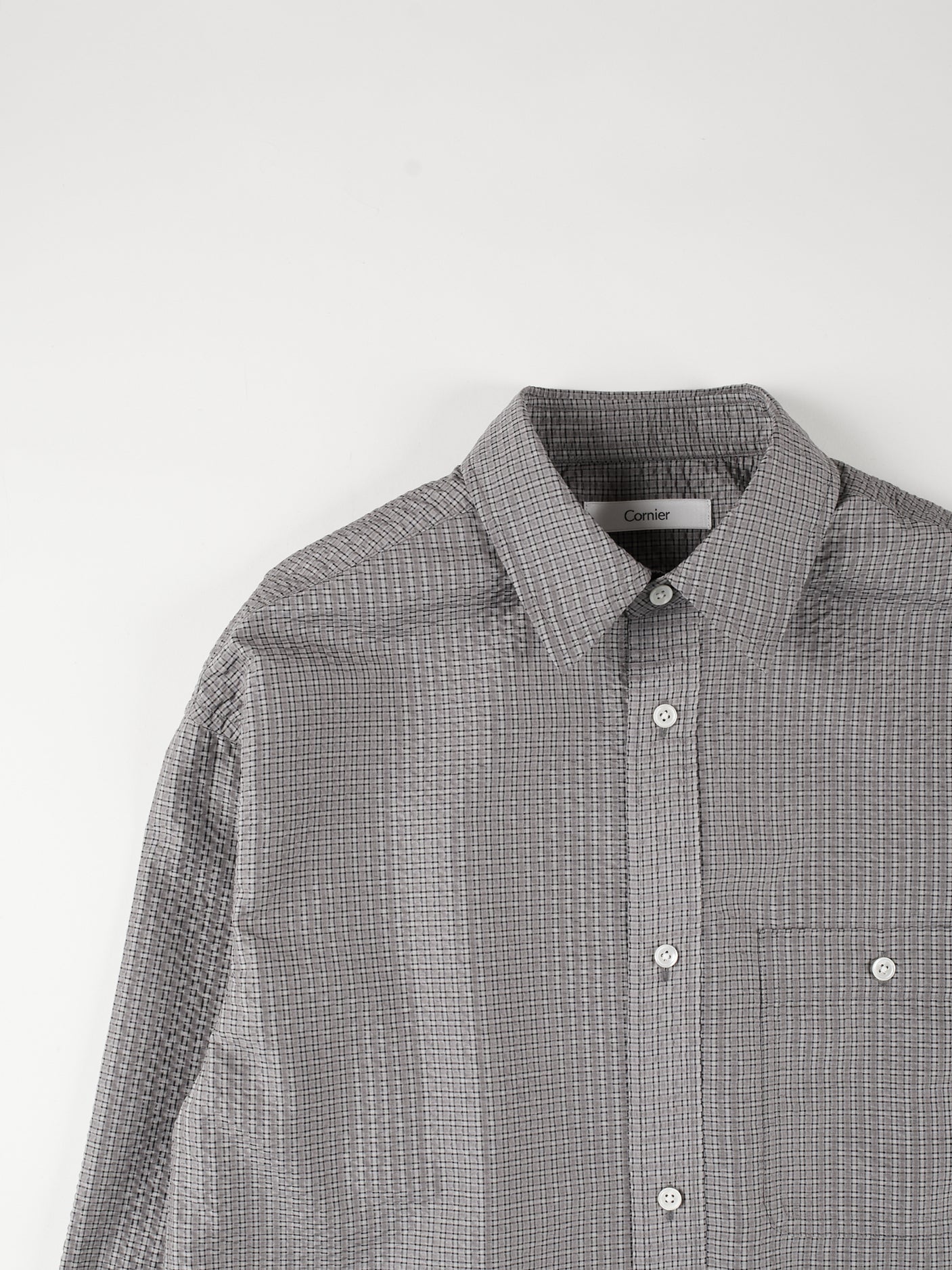 SILK SUCKER CHECK SHIRTS｜GRAY CHECK – Cornier