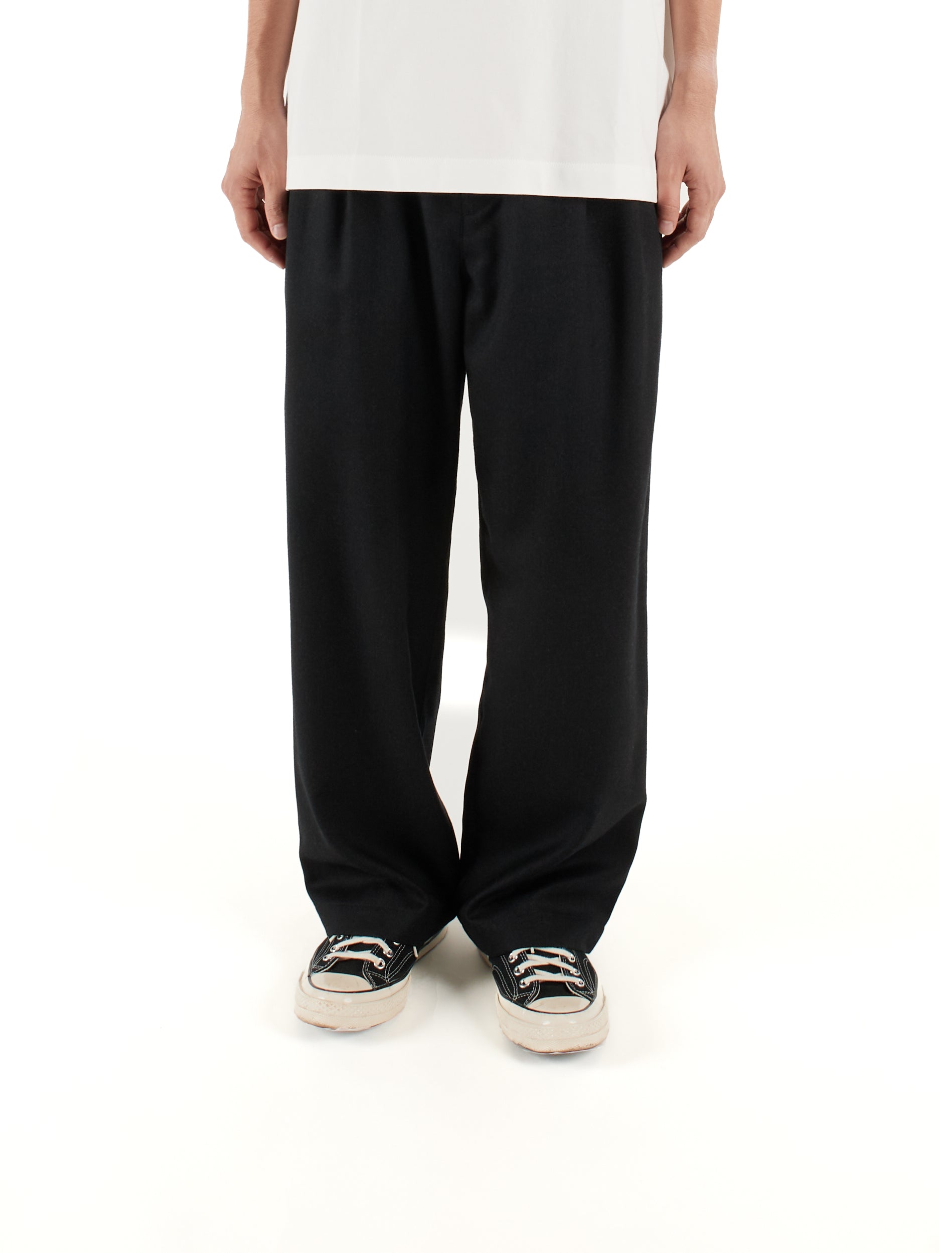 Super130's WORSTED WOOL LIGHT MILLED WIDE PANTS｜TOP GRAY – Cornier