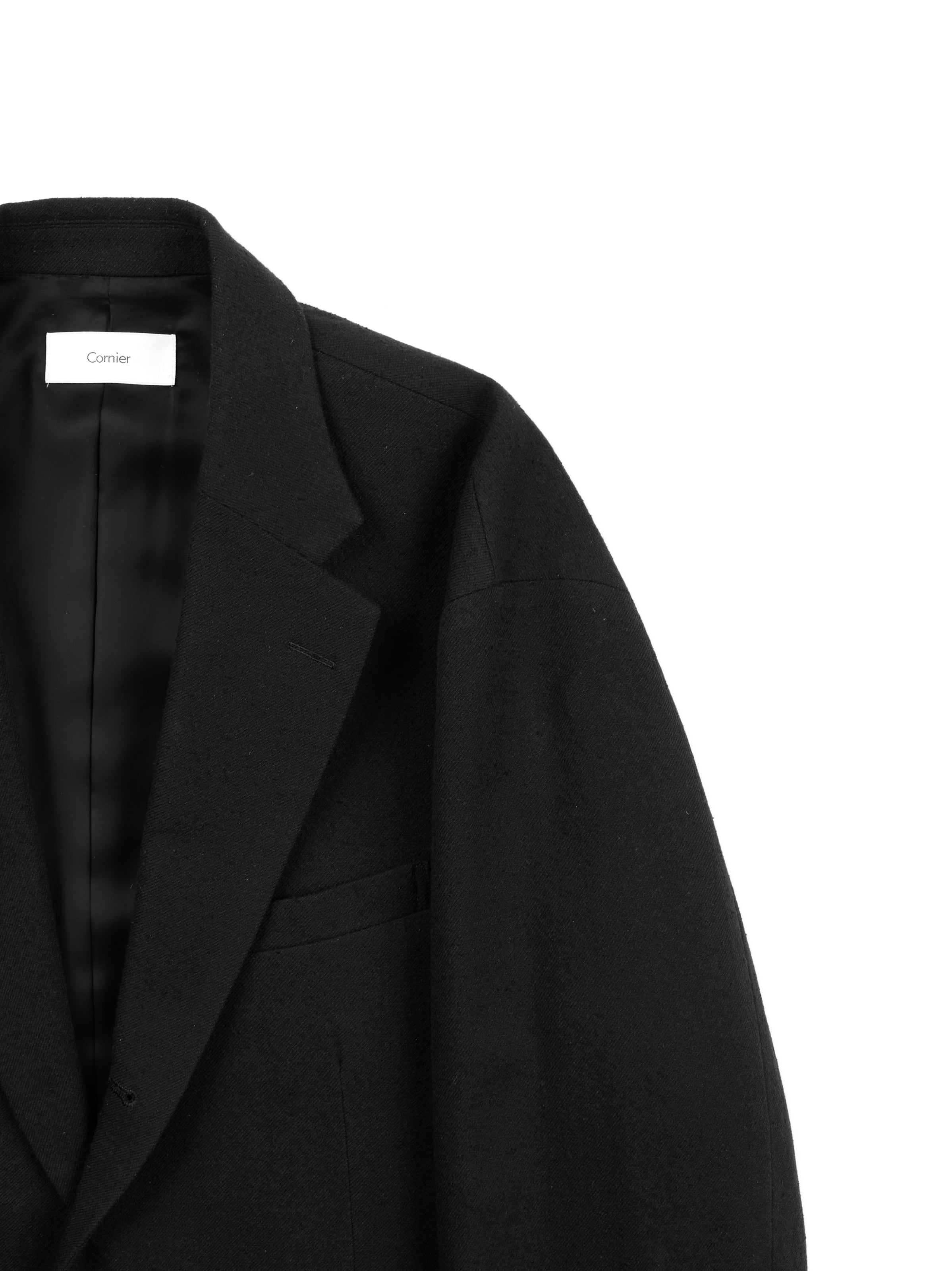 Super140's WOOL SILK NEP OVERSIZED JACKET｜BLACK – Cornier
