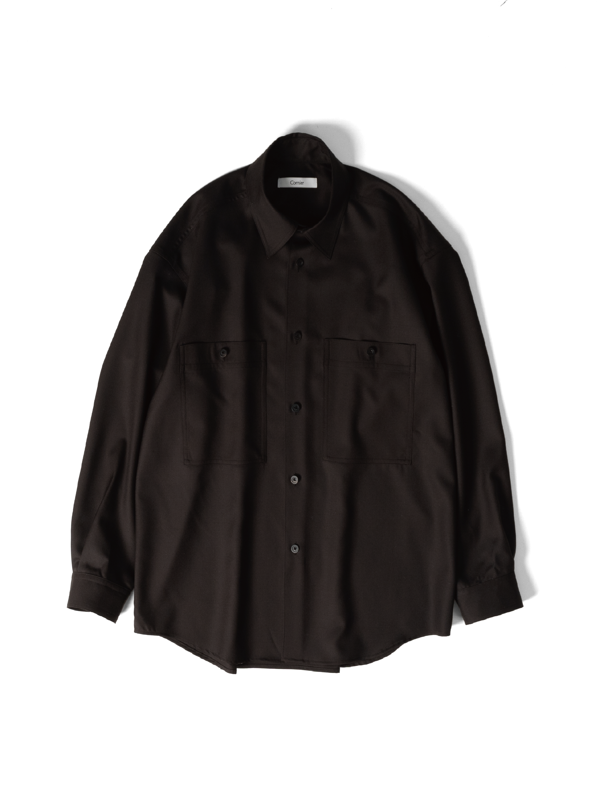 Super130's WORSTED WOOL SHIRTS｜DARK BROWN – Cornier