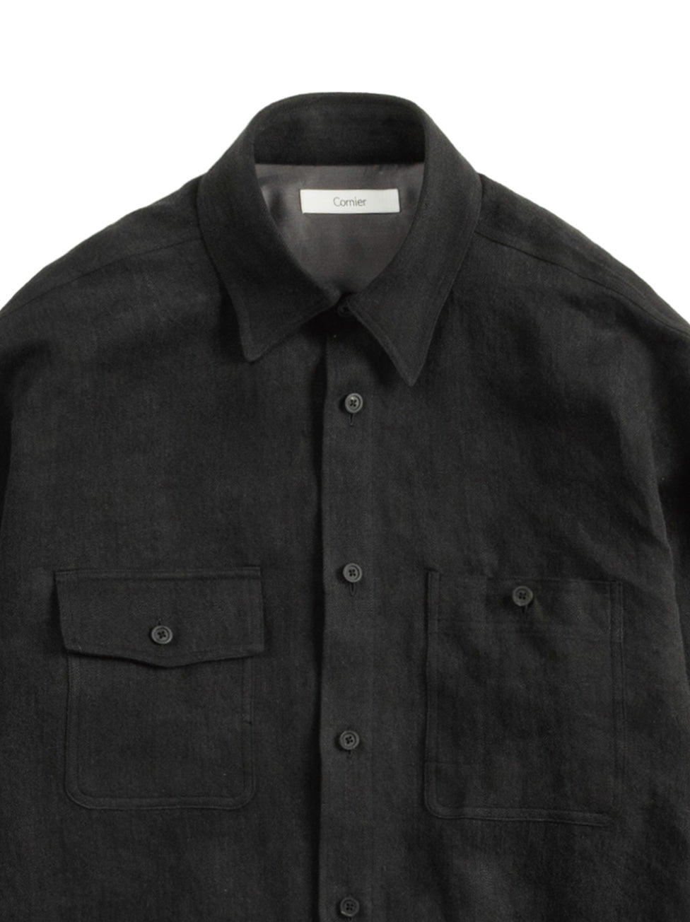 Washed Linen Twill Work Shirts｜Black – Cornier