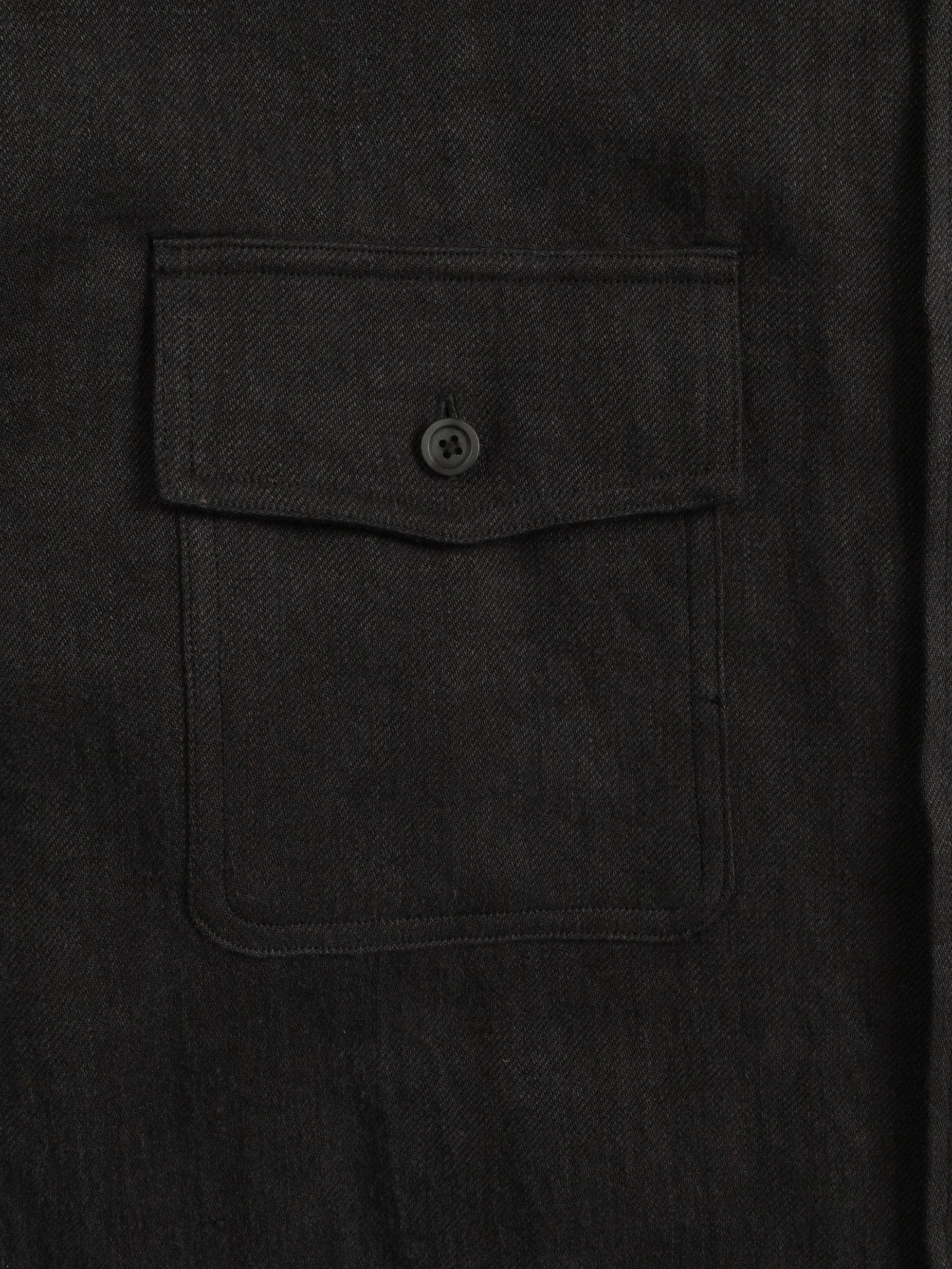 Washed Linen Twill Work Shirts｜Black – Cornier