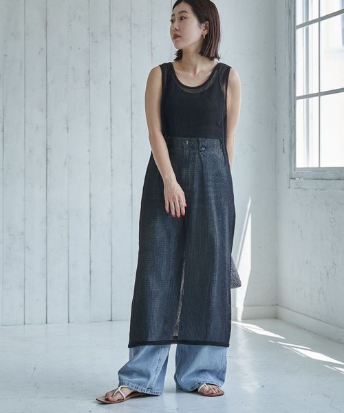 ノースリーブメッシュワンピース