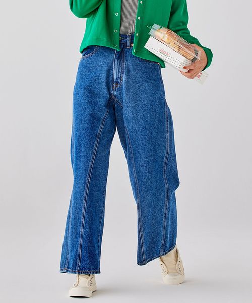 展開店舗限定】ワイドシームデニムパンツ