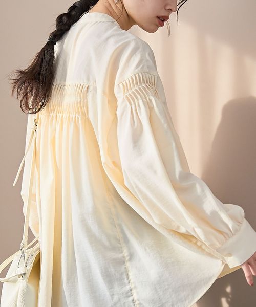 再入荷 / 新色追加】ピンタックバンドカラーブラウス